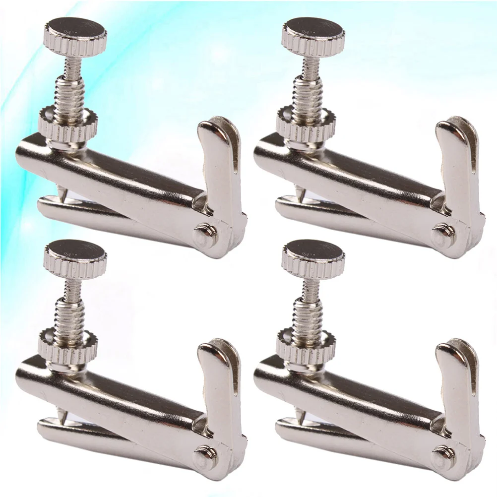 

4pcs Violin String Adjuster Fine Tuning String Fine Adjuster Tuners for Violin Size L (Silver) Violin Fine Tuner