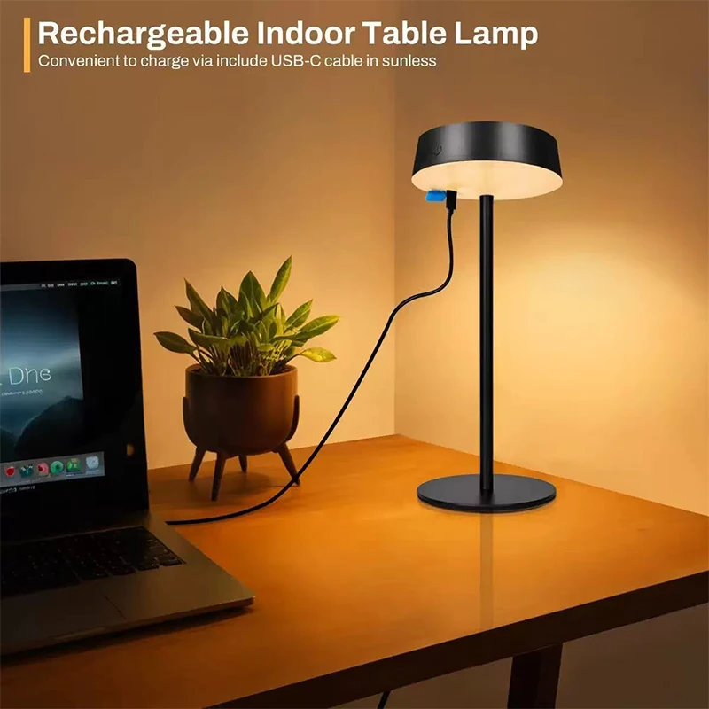 Solar Table Lamp Dimmable LED Desk Lamp Waterproof Cordless Table Lamp Rechargeable Night Lamp for Garden Terrace Camping