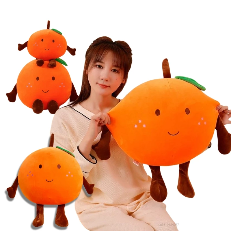 New Cartoon Stuffed 40~80cm Squishy Orange Doll Plush Toy Happy Fruit Pillow Super Soft Funny with Legs Orange Peluche Kid Gift