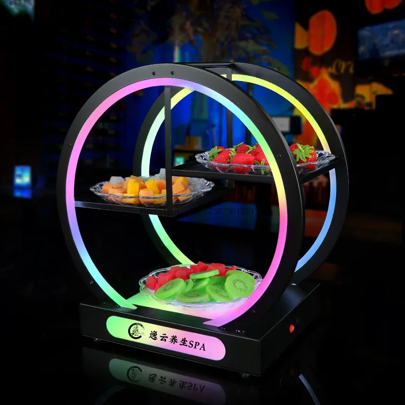 

Bar luminous fruit plate holder LED creative ktv special round metal three-layer Internet celebrity fruit snack snack plate