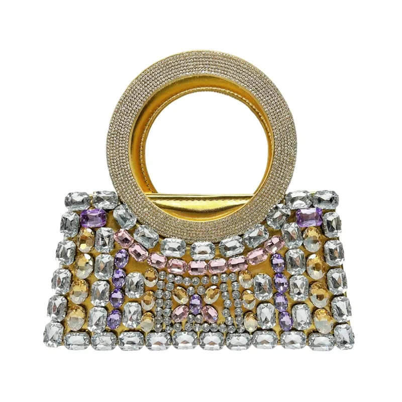 

Новая модная вечерняя сумка, женская сумка с круглой ручкой, женская сумка через плечо с бриллиантовой отделкой, роскошная дизайнерская сумка на цепочке