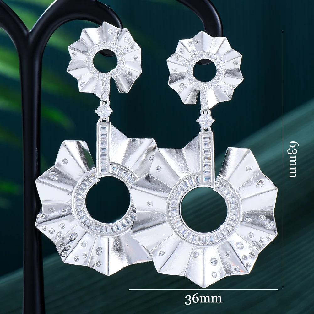 Missvikki Charm Round Big Drop Earrings for Women Wedding Cubic Zircon Fashion Engagement Party Jewelry pendientes mujer moda