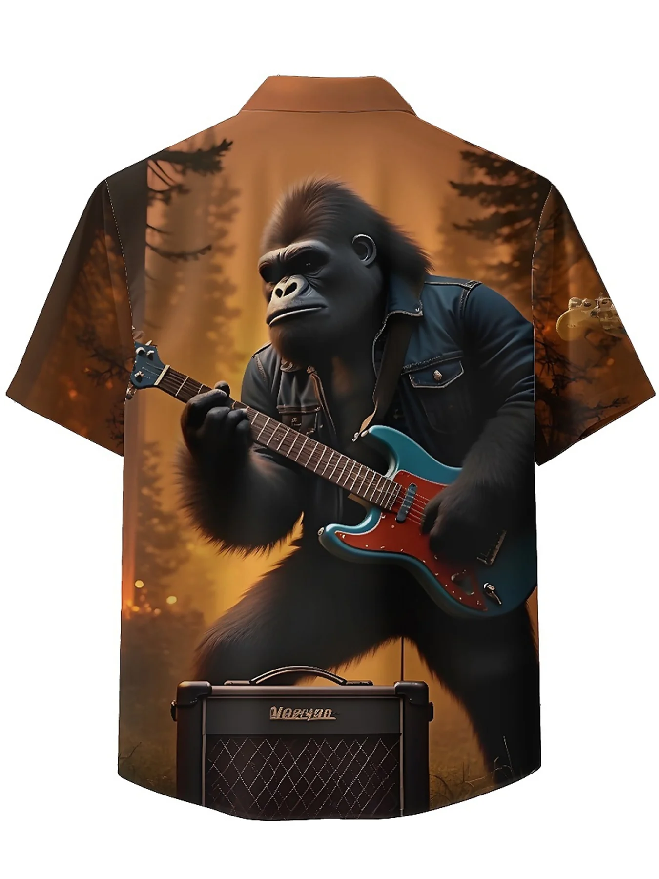 Heren plus size Hawaiiaanse shirts Gorilla Rock T-shirt patroon, button-up shirts, unisex casual kleding, zomertops