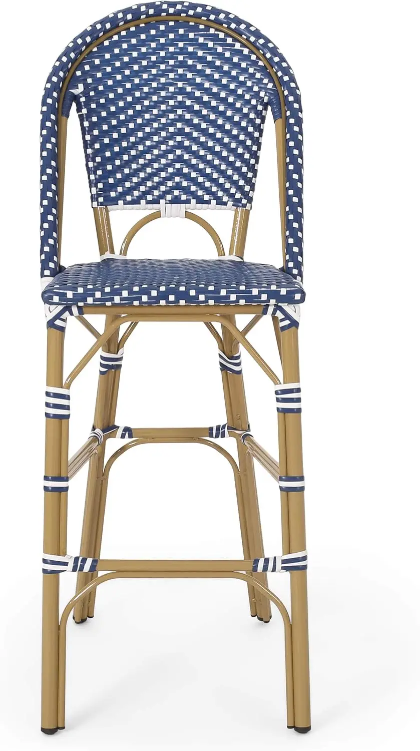 Outdoor Kinner Barstool, Teal escuro, branco e bambu impressão acabamento, 314451