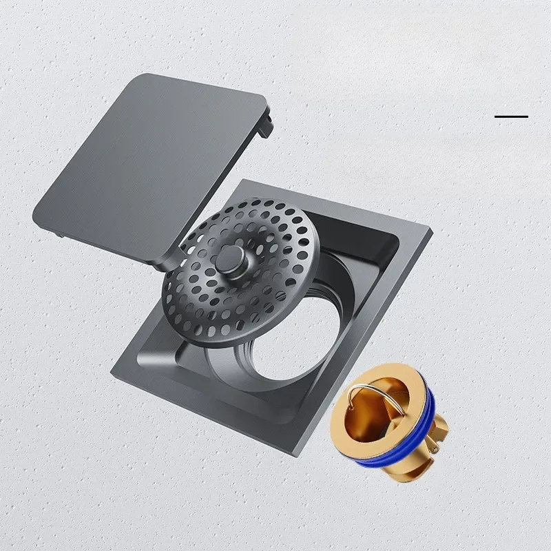 

Deodorant Toilet Shower Room Large Displacement Square Floor Drain Kitchen and Bathroom Sewer Bathroom Light Gray