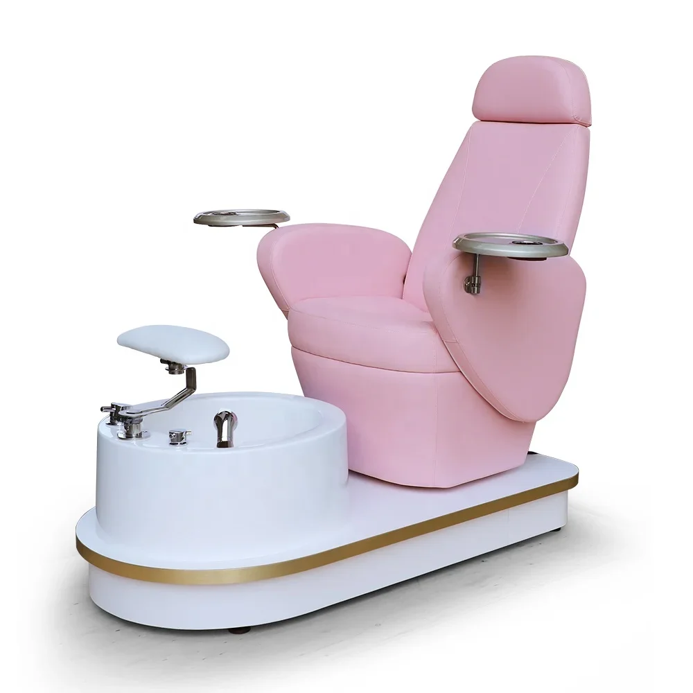 

Luxury Modern Cheap Nail Salon Furniture Reclining Swivel Pipeless Whirlpool Foot Spa Pink Massage Pedicure Chair