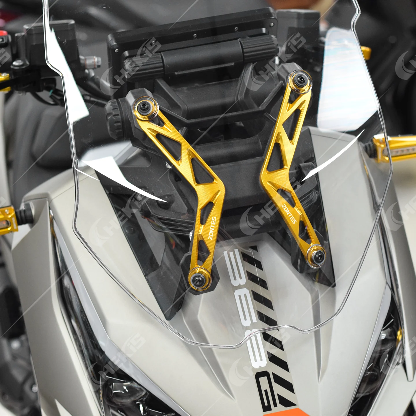Chekis Is Suitable for Zontes 368g Motorcycle Modification Parts, Windshield Inner Decorative Bracket, Front Windshield Decorative Bracket, Aluminum Alloy