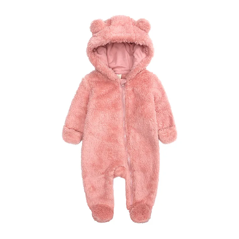 Autumn Winter Newborn Girls Clothes Boy Jumpsuits Cartoon Cute Hooded Fleece Warm Thick Rompers Baby Boutique Clothing BC1886