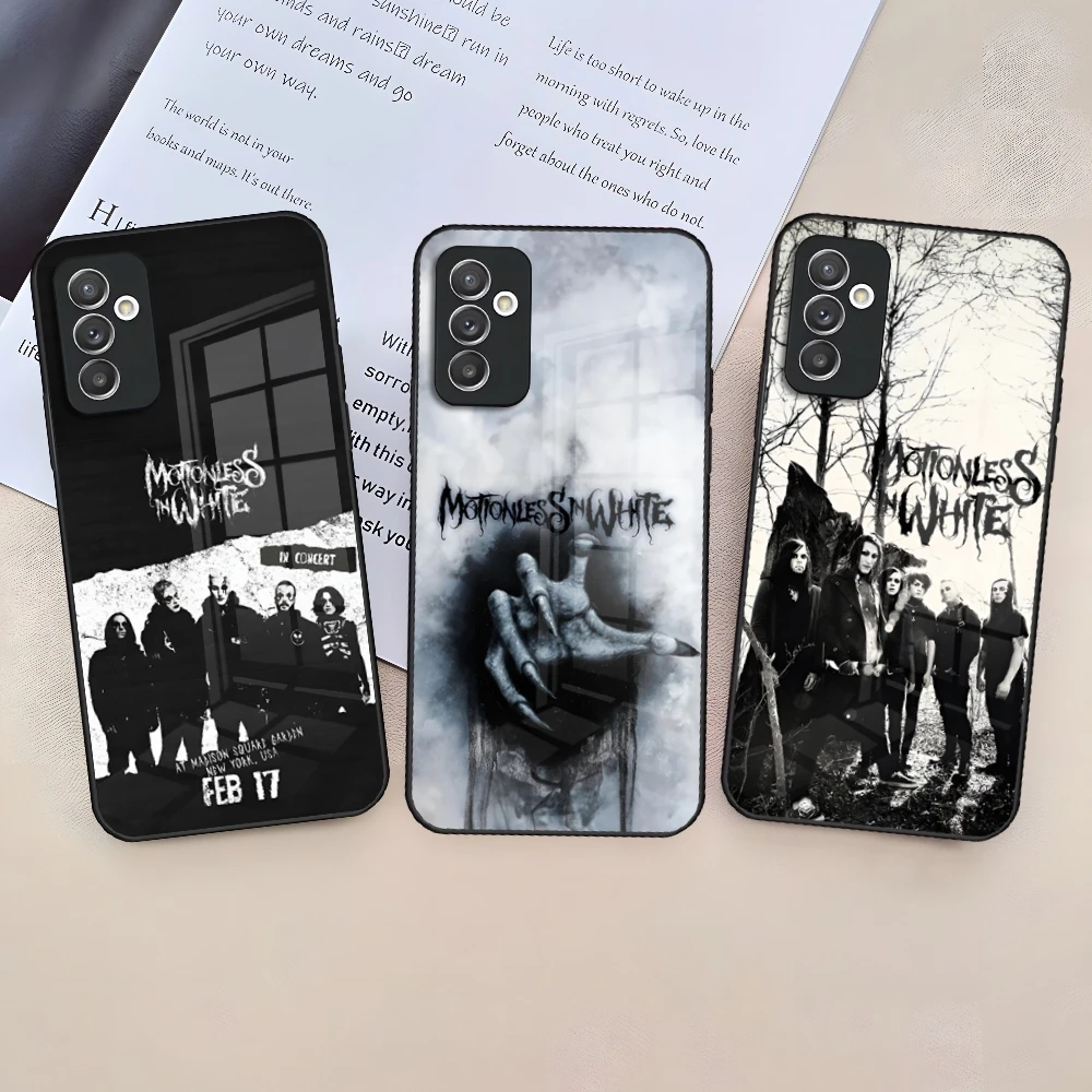 M-Motionless In White Phone Case for Samsung Galaxy S24 S23 S22 S21 S20 A24 A34 A54 A53 Note20 M54 Fe Ultra Plus Glass