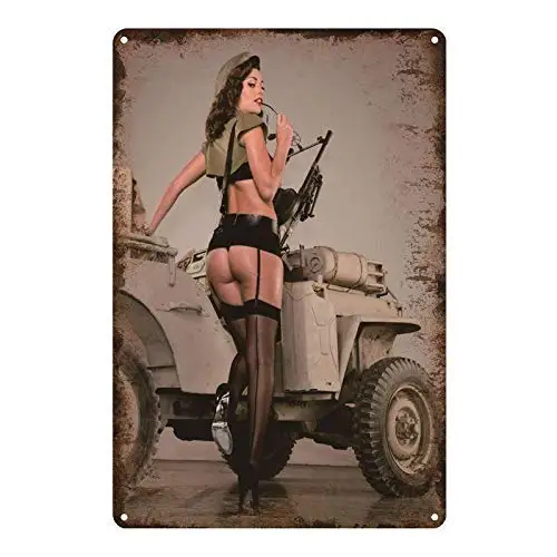 Vintage Metal Tin Sign Pin Up Girl Sexy Women Black Stockings Man Cave for Home Bar Pub Kitchen Garage Restaurant Wall Deocr Pla