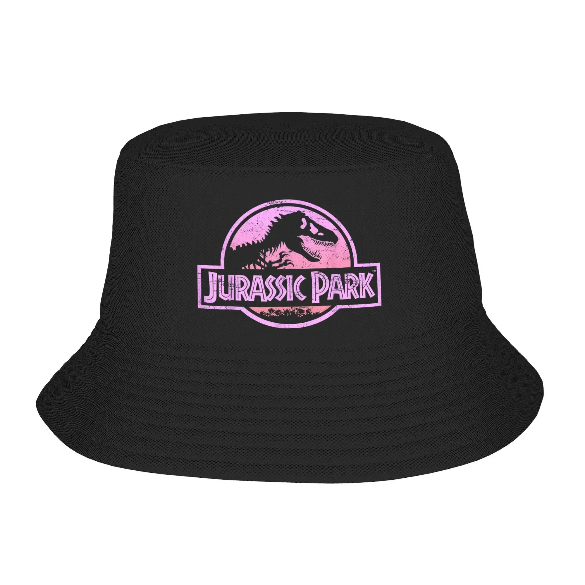 Unisex Bucket Hat Jurassic Park Retro Neon Pink Logo Beach Hatwear Foldable Camping Fishing Caps  Boonie Hat Gifts Idea