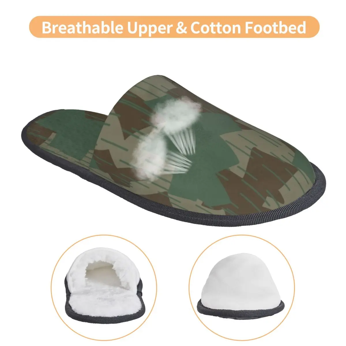 شبشب ضيوف مموه ألماني للحمام للنساء، شبشب منزلي مموه مطبوع حسب الطلب