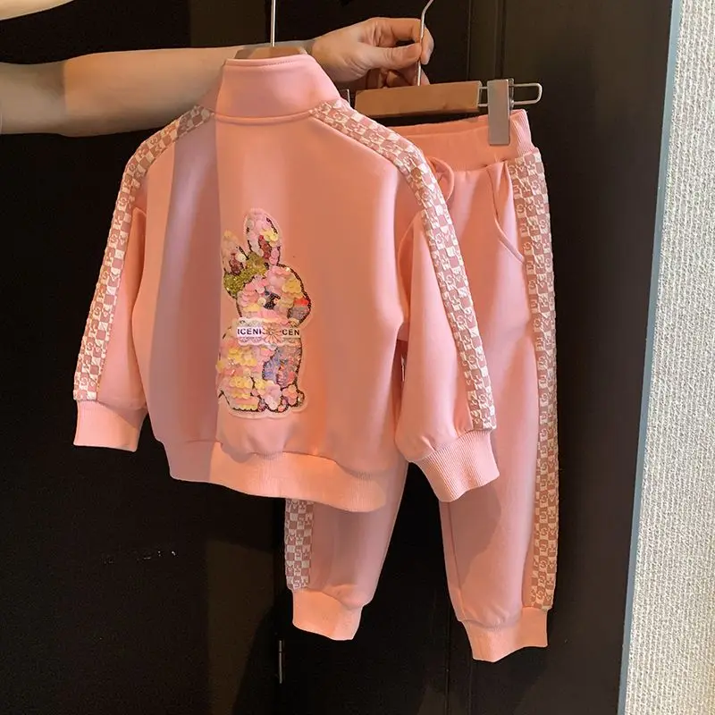 

Children's Clothing Sets Rabbit Glitter Coat + Pants Toddler Girl Clothes Kids Boutique Clothes Girl Outfit Set for 2 To 8 Years