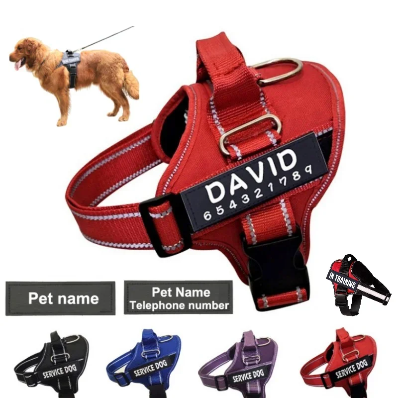 Customized Dog Harness Personalized Reflective Pet Harness For Small Medium Large Dogs Breathable Mesh Pad Dog Harness No Pull