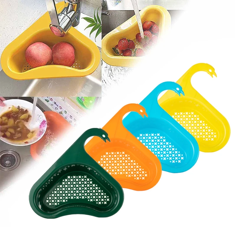 Kitchen Sink Drain Basket Swan Drain Rack Leftovers Filter Sink Hanging Faucet Shelf Fruit and Vegetable Sink Water Filter Rack