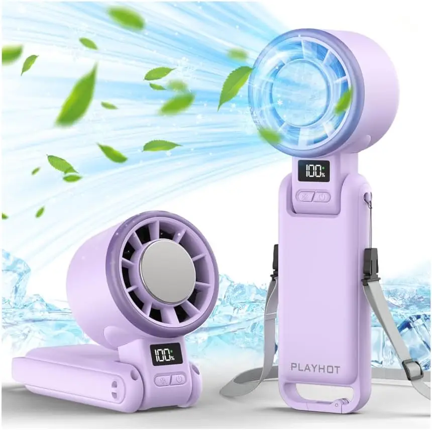 

Portable Handheld Turbo Fan with Ice Cooling, Rechargeable, 12Hrs, 5 Speed 25550RPM, for Travel Outdoor Camping Hiking (Purple)