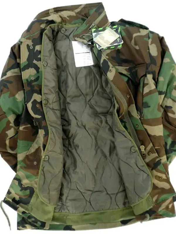 Men's Outdoor Camouflage M65 Jacket Military Version Warmth Cotton Coat Windproof Waterproof Wear Resistant Zipper Closure Lo...