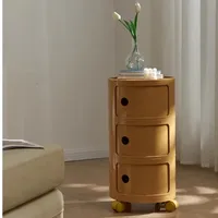 Creamy Bedside Table Creative Round Cabinet Children's Narrow Storage Unit Simple Modern Plastic Organizer