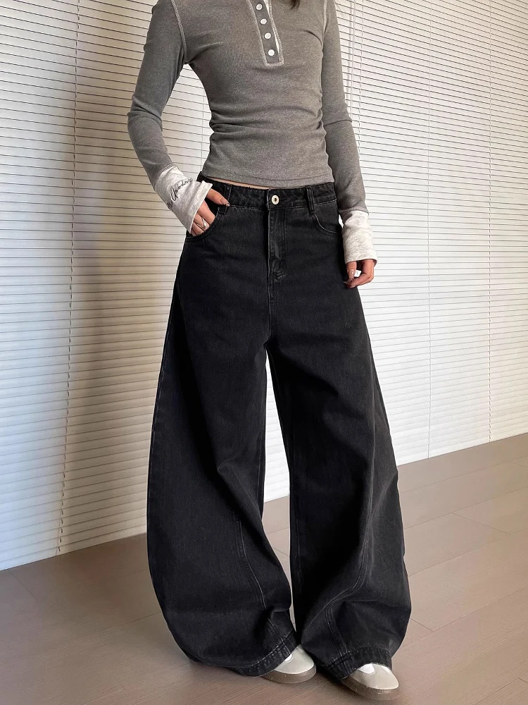 

Retro American Waed Bla Knife Jeans Men's Women's High Waist Wide Leg Pants Casual Wear All Seasons Denim Jeans