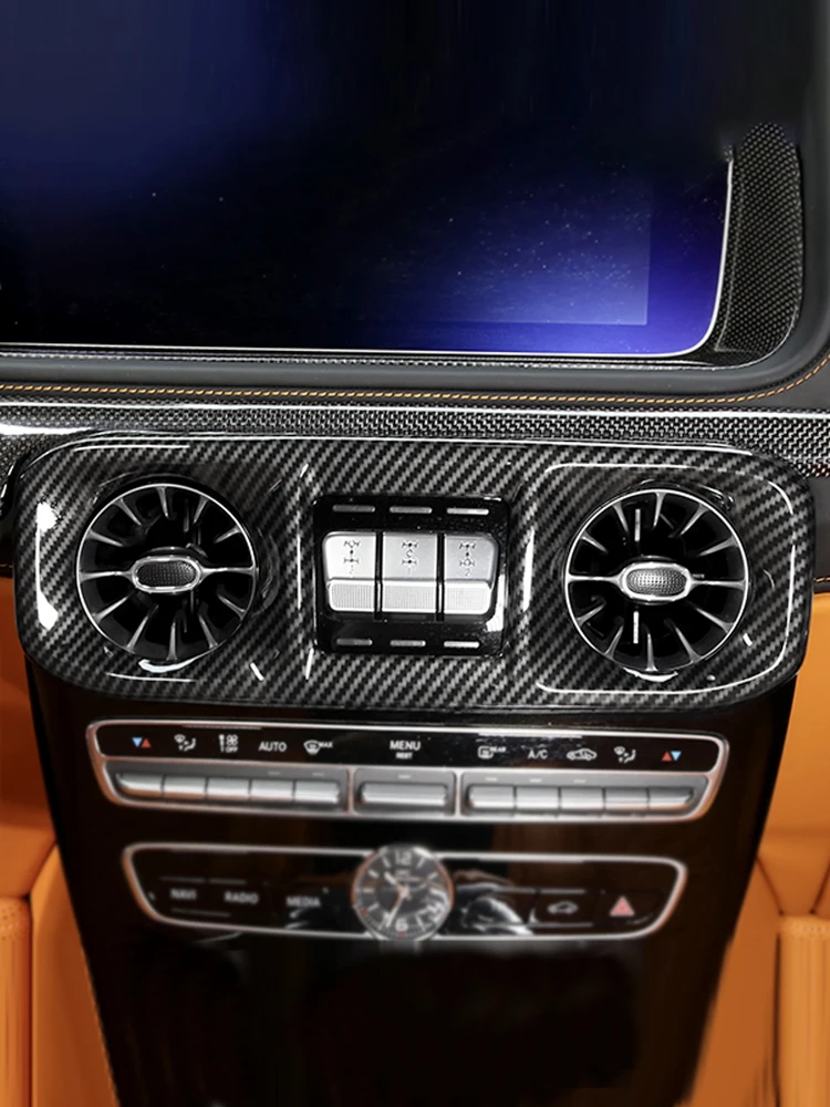 

Carbon Fiber Style Center Control Air Condition Air Vent Outlet Frame Cover Trim For Mercedes Benz G Class W463 2019 2020 2021