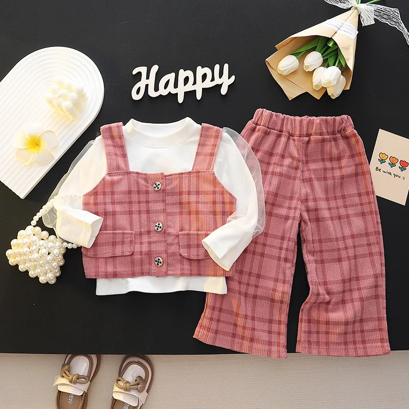 

Girls Clothes Sets Spring Autumn 2024 Children Cotton T-shirts Vest Pants 3pcs Princess Suit For Baby Costume Kids Outfits 5 6Y