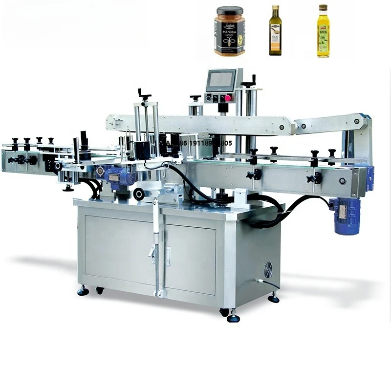 CE Certified Mechanical PLC Gearbox Pump Auto Round Bottle Labeling Machine High Safety Level 1 Year Warranty