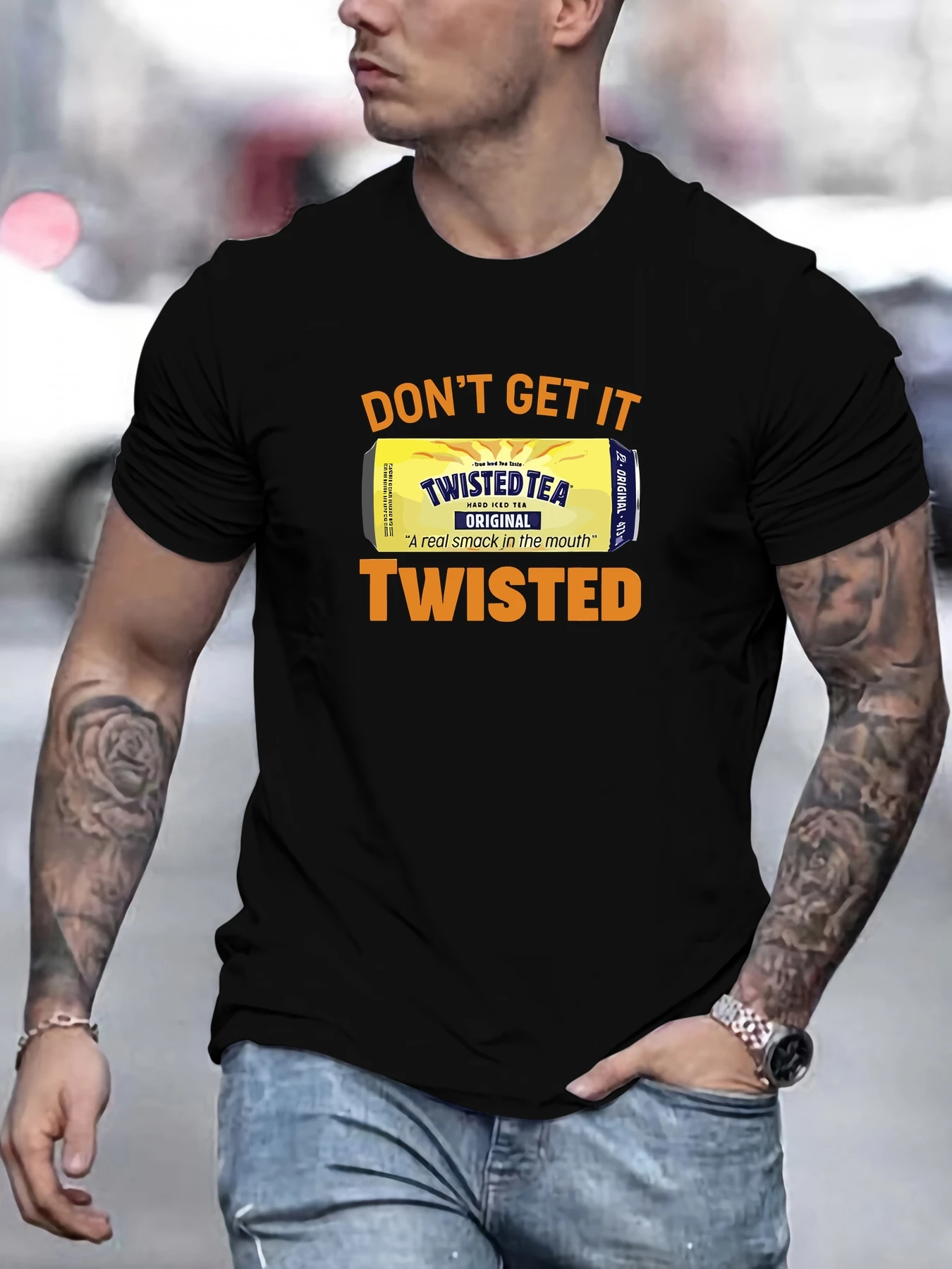 

Men DON'T GET IT TWISTED pattern summer casual crew neck short T-shirt