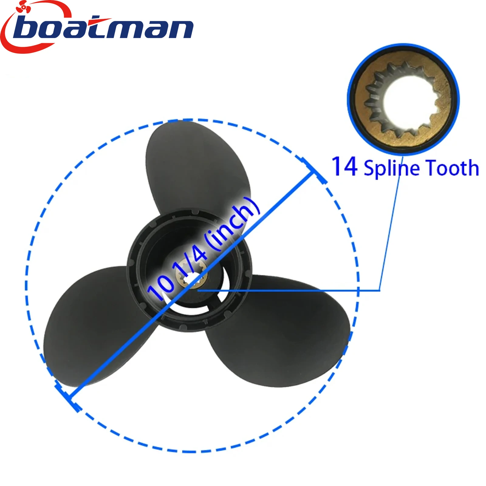 BoatMan® 10 1/4x15 Aluminum Propeller for Evinrude&Johnson 15HP 20HP 25HP 30HP 35HP Outboard Motor 14 Tooth Boat Accessories