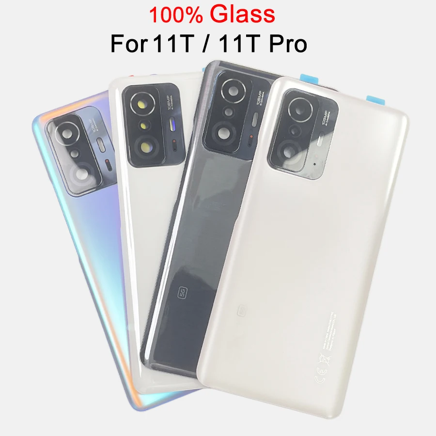 

100% A+++ Glass Back For Xiaomi 11T 5G / 11T Pro 5G Battery Cover Door Back Housing Rear Case Replacement Parts +Camera Lens