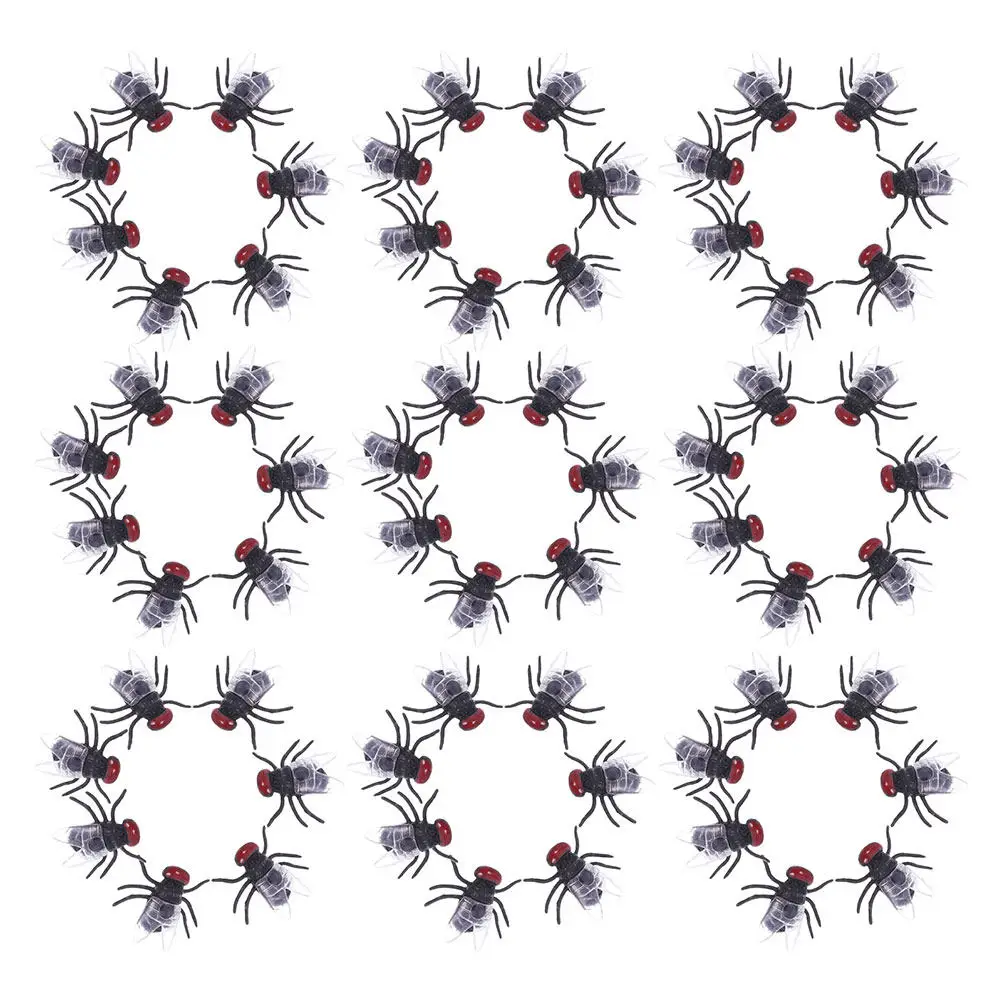 120Pcs Fake Flies Realistic Simulation Plastic Bugs Prank for Halloween April Fools Party Scene Fake Flies Plastic Bugs