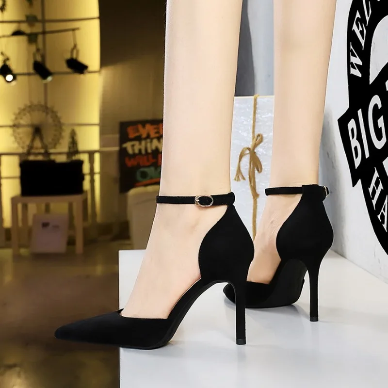 BIGTREE Summer Sexy High Heels Women Sandals Open Toe Solid Flock 9CM Thin Heels Cover Heel Outdoor Walking Woman Shoes White