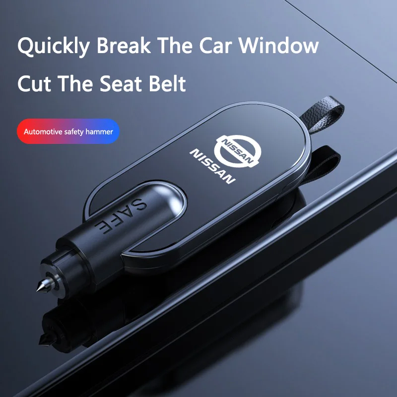 

Car Safety Hammer Emergency Glass Breaker Seat Belt Cutter High Hardness Tungsten Steel 2 in 1 Rescue Tool for Nissan X-trail