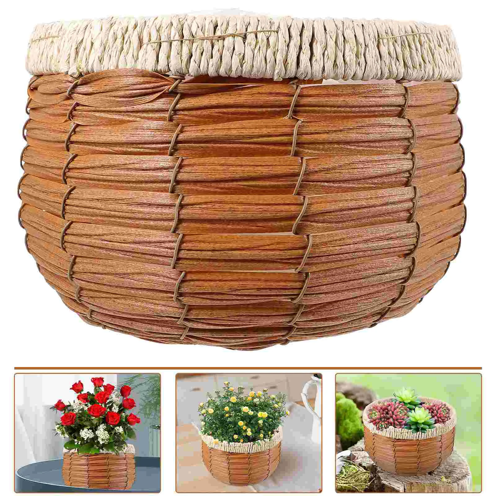 

Flower Basket Woven Pot Rattan Green Plant Succulent Storage (brown) Baskets for Organizing Pots Indoor Planter