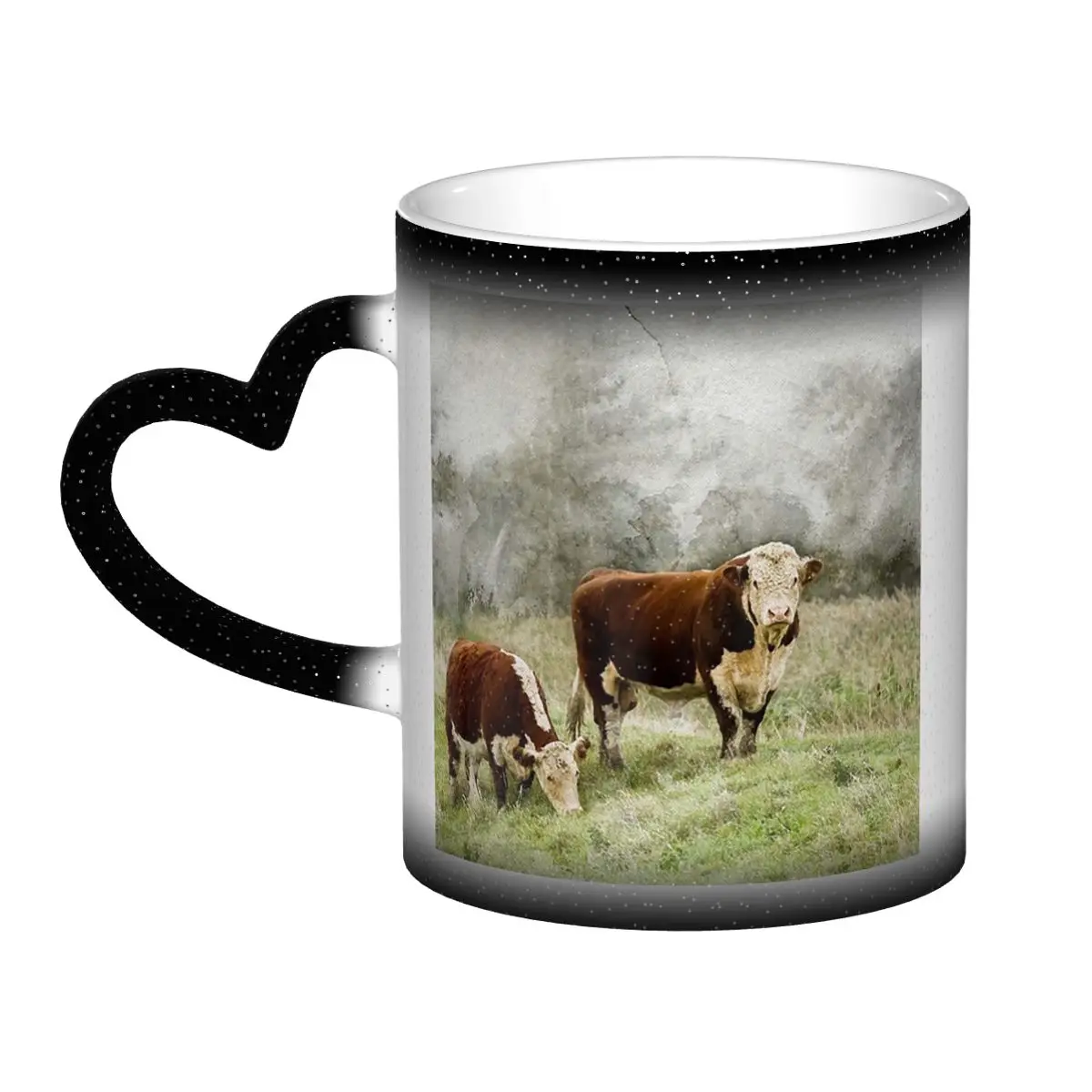 

Hereford Bull And Cow Watercolour Photograph Mug Funny Ceramic Coffee Cups Tea Mugs Milk Cup Drinkware Gifts for Woman Man