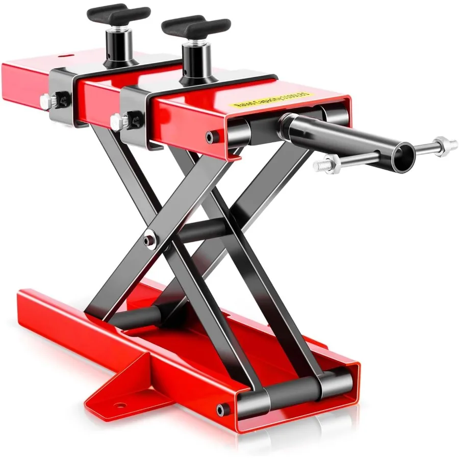 

Auto Dynasty Motorcycle Lift Jack 1100LBS Capacity Steel ATV Scissor Lift Jack Stand Hoist with Saddle and Safety Pins for Moto