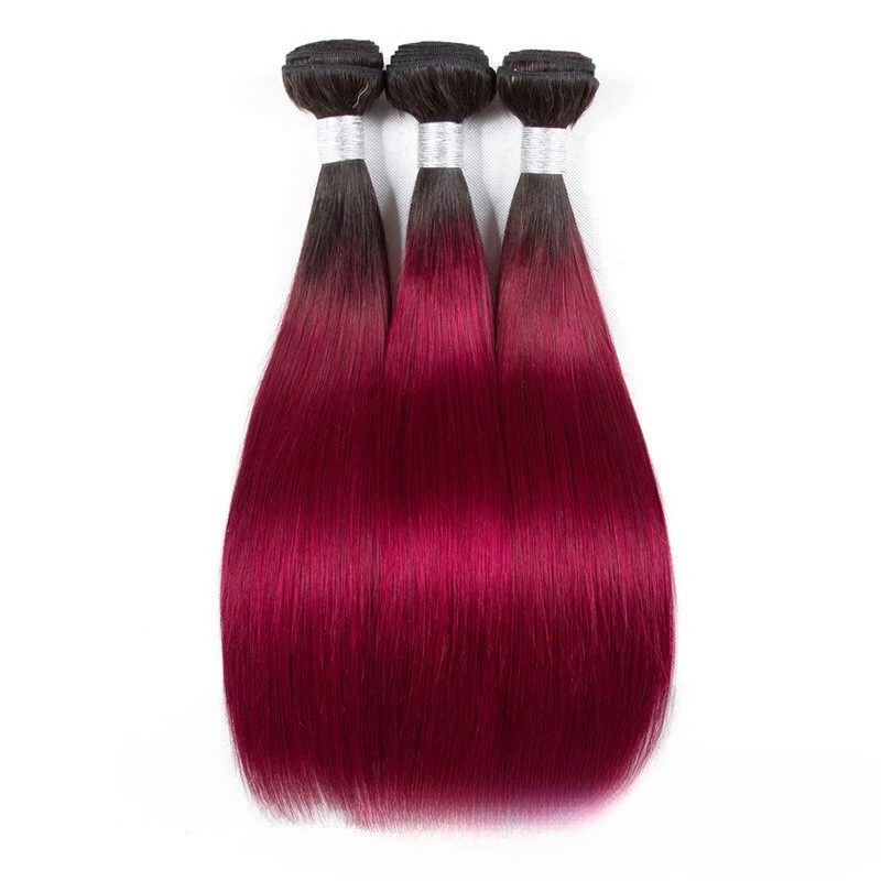 Bestseller T1b99J Ombre Glattes Echthaar-Bündel/1 Stück Brasilianisches Jungfrauenhaar Remy für Einnäherweiterungen und Perückenherstellung – Detail 4
