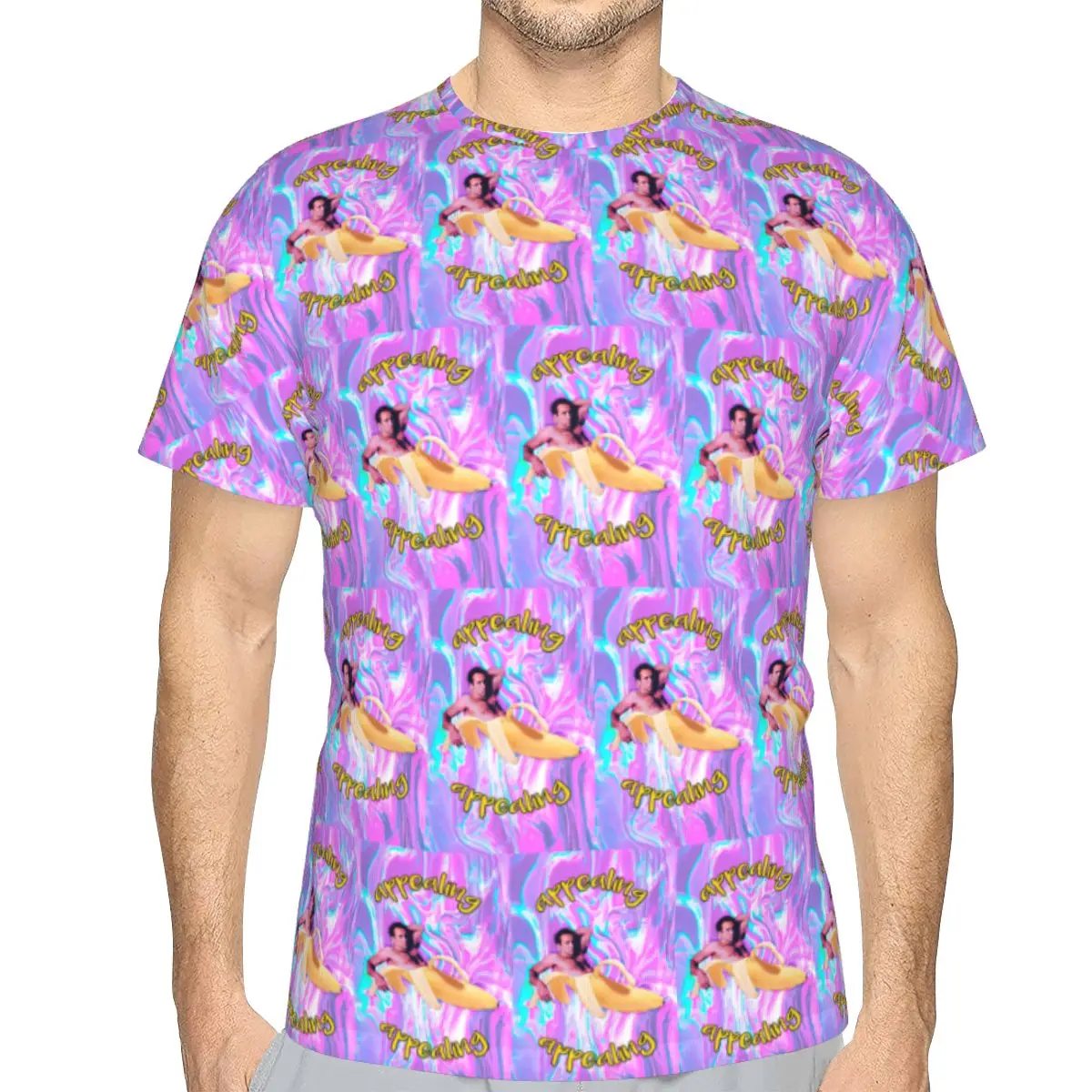 Nicholas Cage Banana Appealing 100% Cotton T-Shirt Men'sClassic T Shirts Men O-Neck Short Sleeve