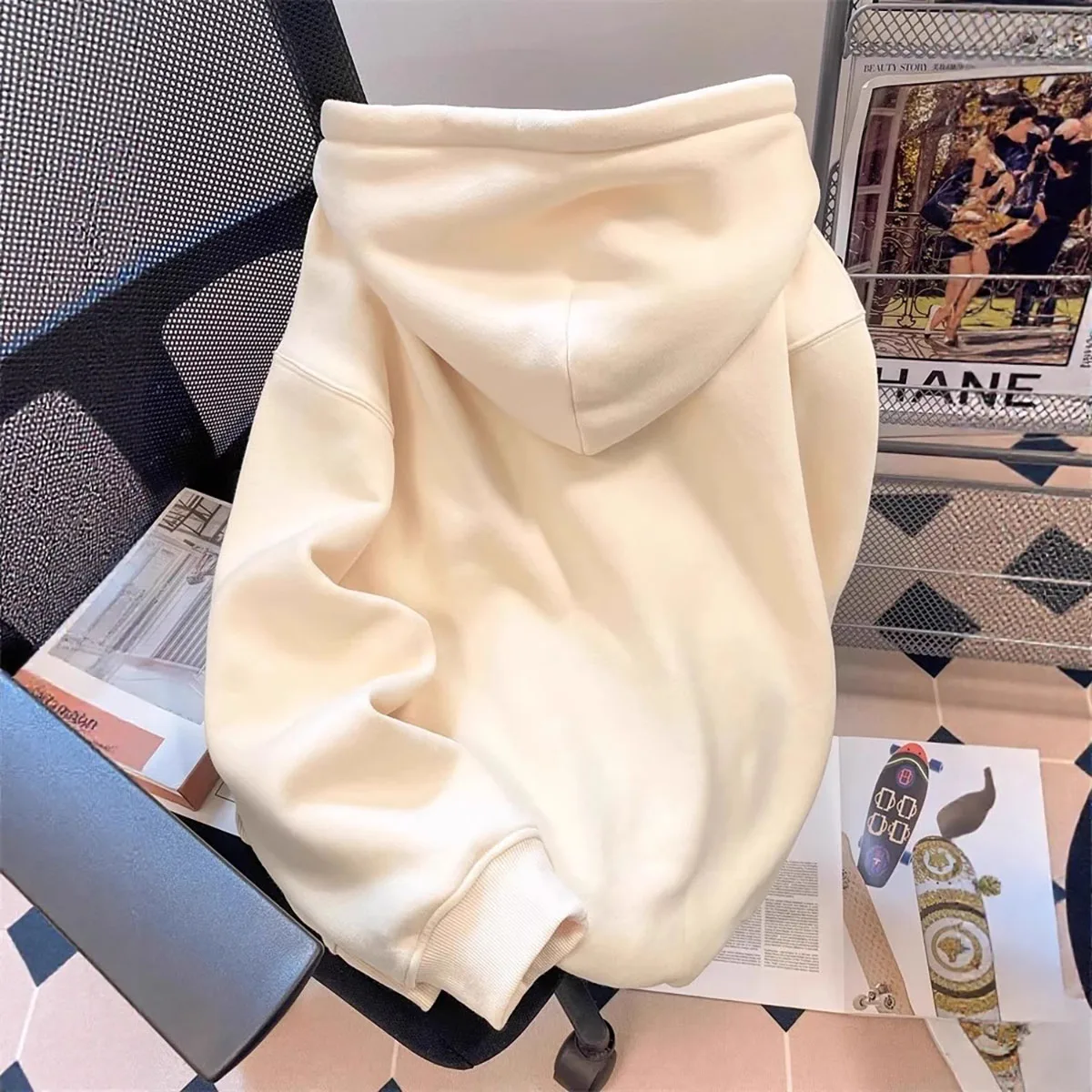 Velvet Cute Cat Zipper Hoodie for Women