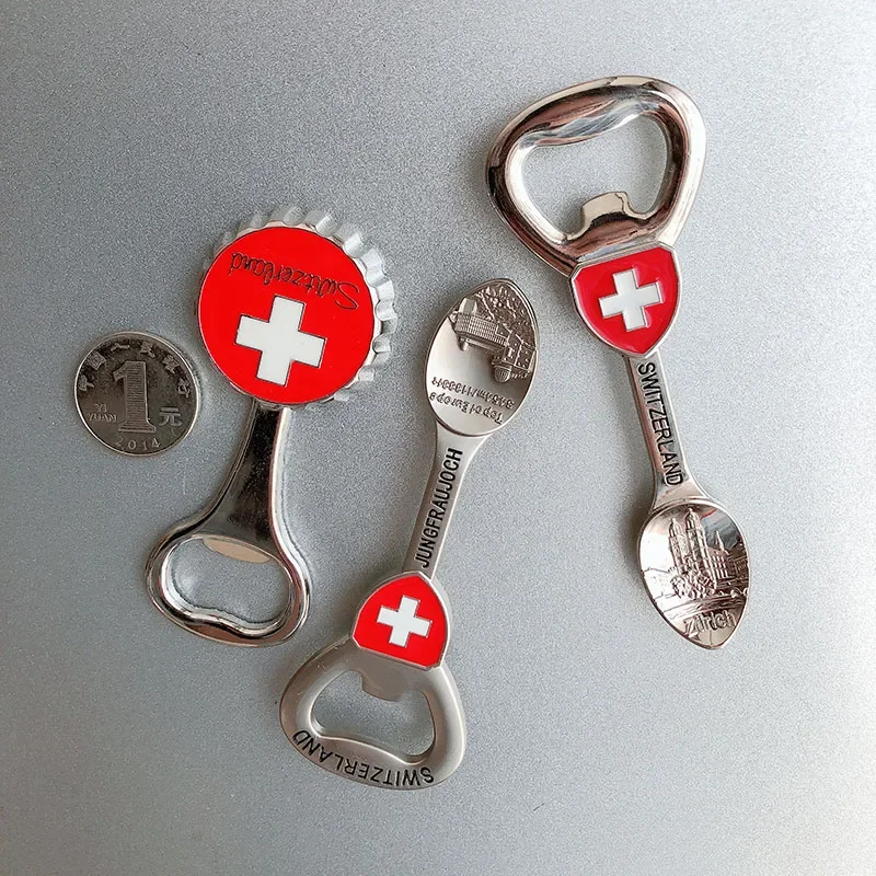 Swiss Italian fridge magnets Beer opener Europe UK France Germany Travel souvenirs accompany hand