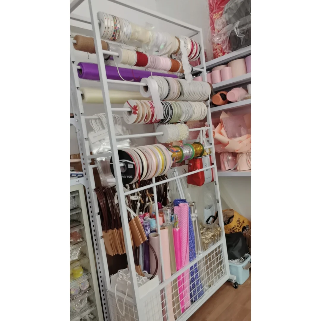 

16-функциональная стойка-органайзер для ленты, скользящий держатель для хранения ленты, многофункциональная подставка для хранения оберточной бумаги для цветов