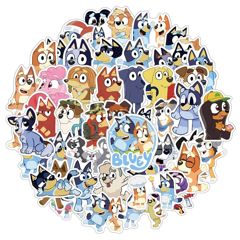 100pcs/Bag  Cartoon Bluey And Bingo Dog Family Anime Stickers For Kids Diy PVC Luggage Notebook Stickers Children\'s Toys Gift