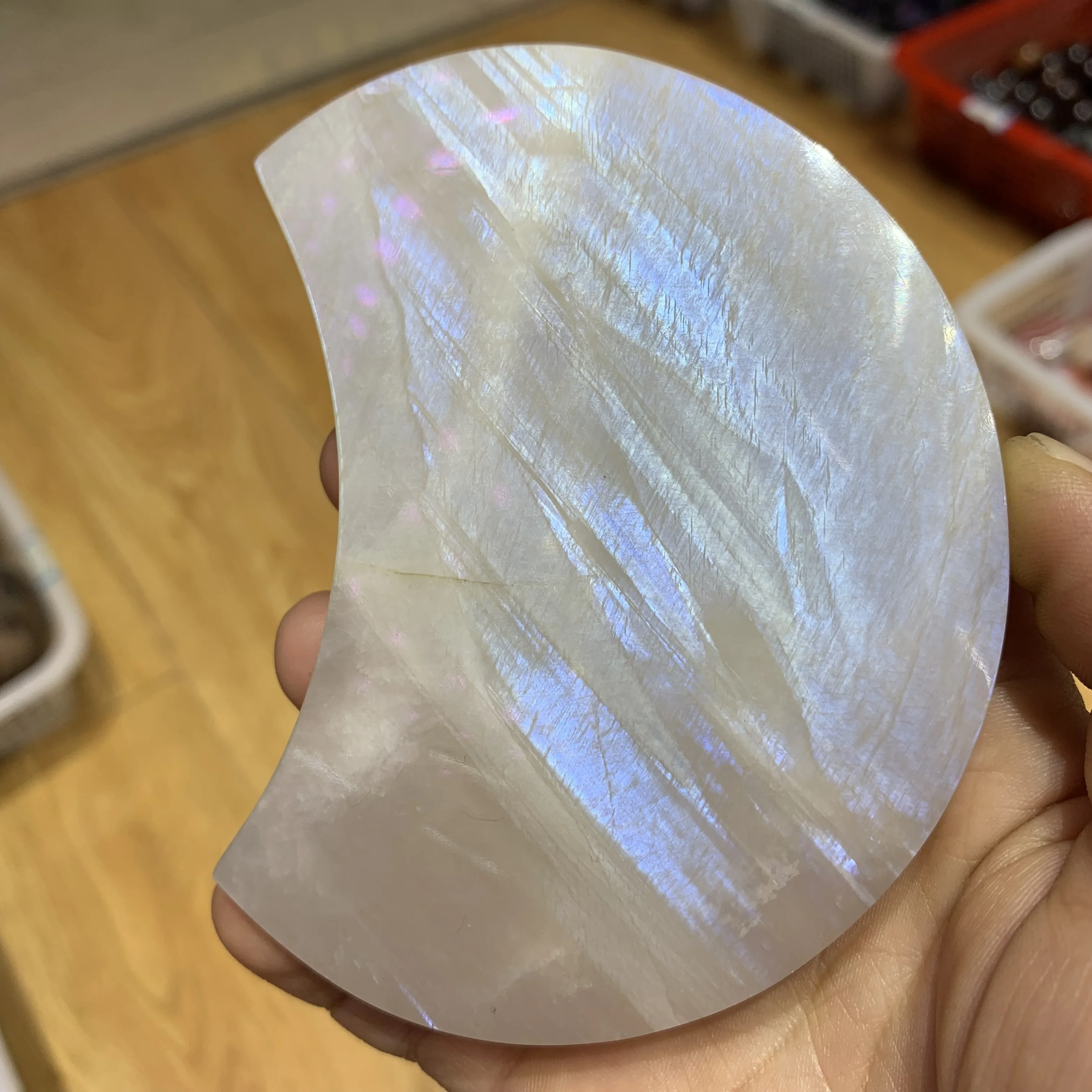 Natural moonstone carving Moon Shaped Reiki Healing Crystal Stone