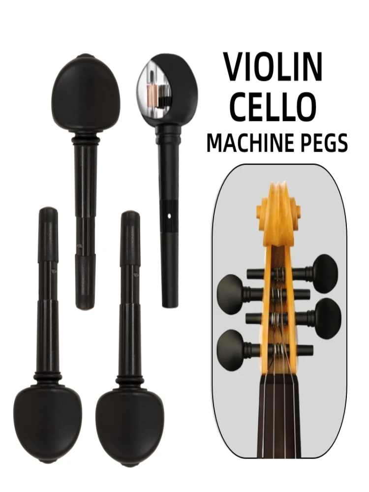 4 Stück Mechanische Stimmwirbel für Violine, Cello-Stimmwirbel mit geschwungenem Kopf, Feinstimmwirbel für Cello, Saitenstimmzubehör