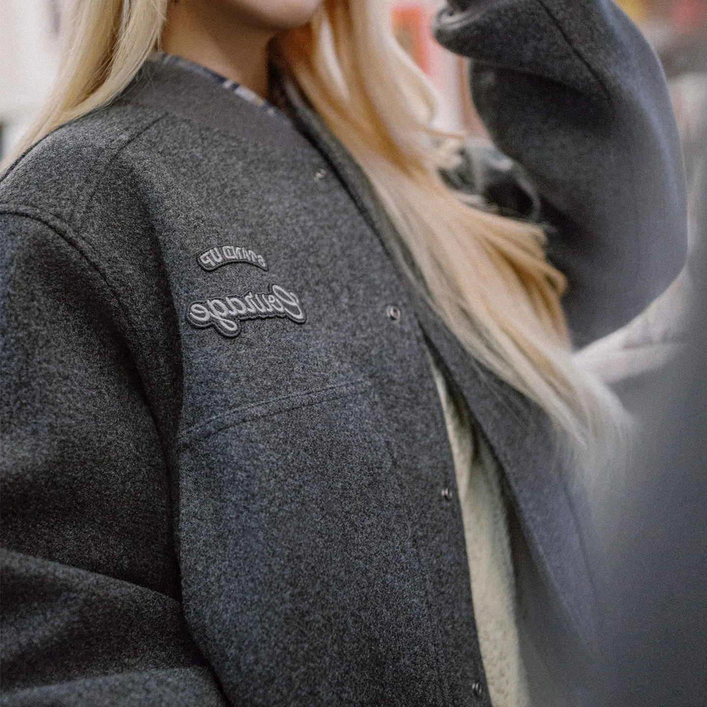 Women's Wool-Like Baseball Jacket with Pockets - Autumn Winter