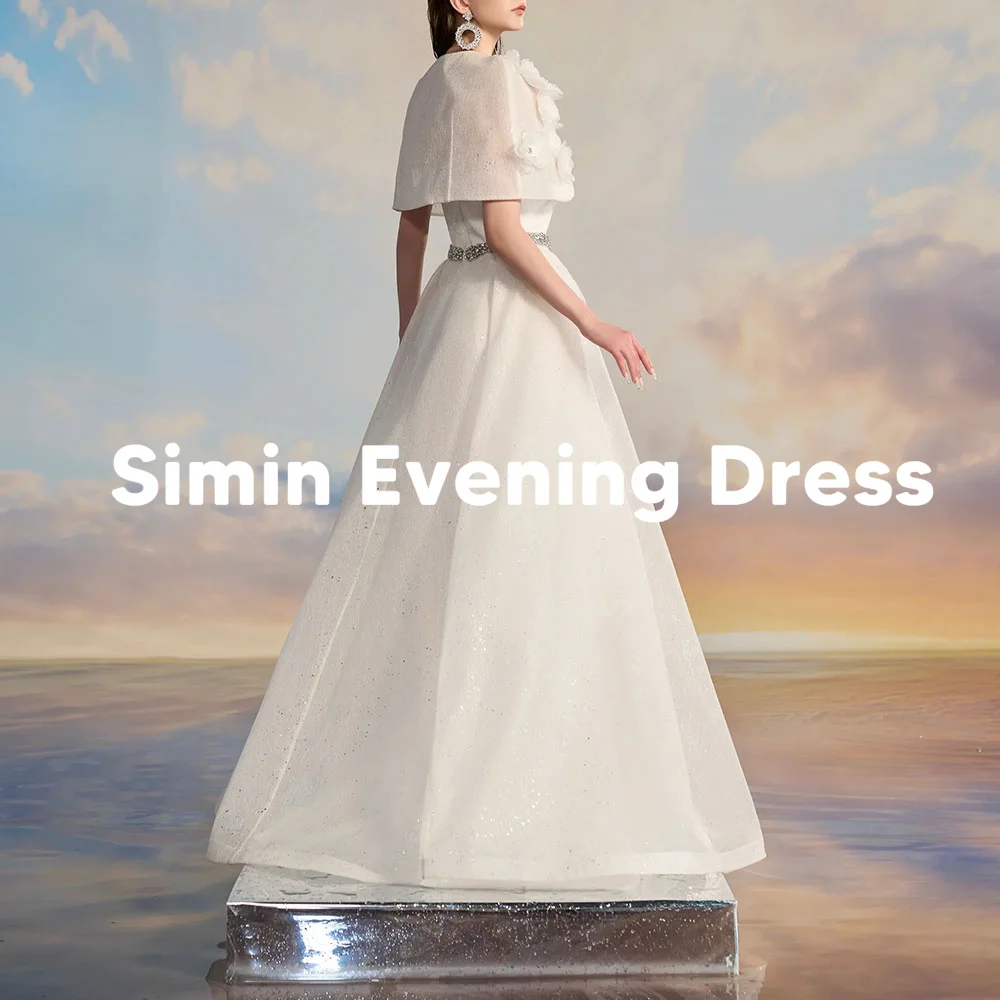 

Simin женское вечернее платье трапециевидной формы с 3D цветами и поясом из бисера, элегантное платье без рукавов с жакетом длиной до пола, 2025