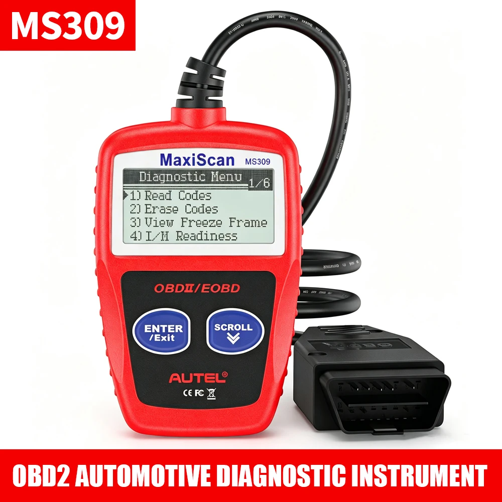 MS309 Car Code Reader Check/Clear Engine Fault Codes Universal OBD2 Diagnostic Scanner Check Emission Monitor Professional Tool