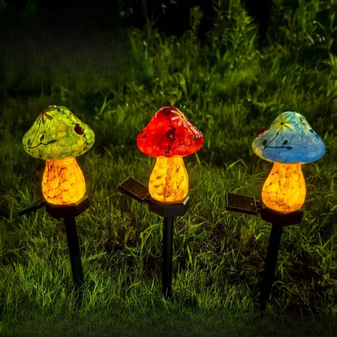 

Новый солнечный светильник для газона, светодиодный светильник из смолы, пейзаж, двор, атмосфера, украшение, уличный светящийся грибной пол, светильник