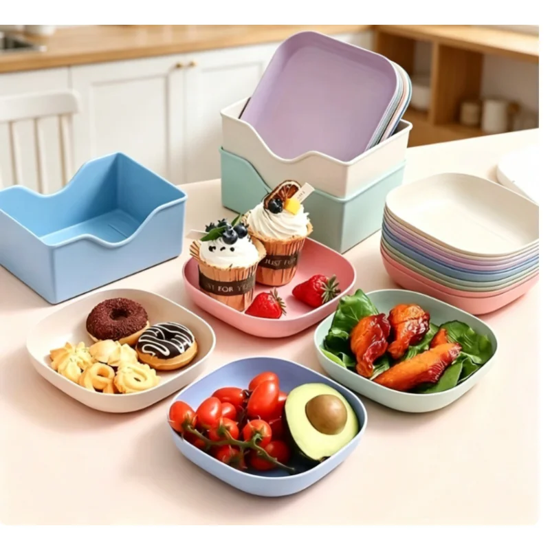 

Washable Multi-purpose Snack Plates 10 Pack, Built-in Base Design for Bones Candy Fruit Dessert Serving