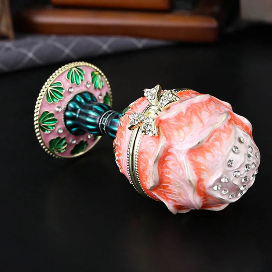 Unique Flower Trinket Box for Home Decor Hinged Enameled Jewelry Box for Ring Earrings Jewelry Organizer
