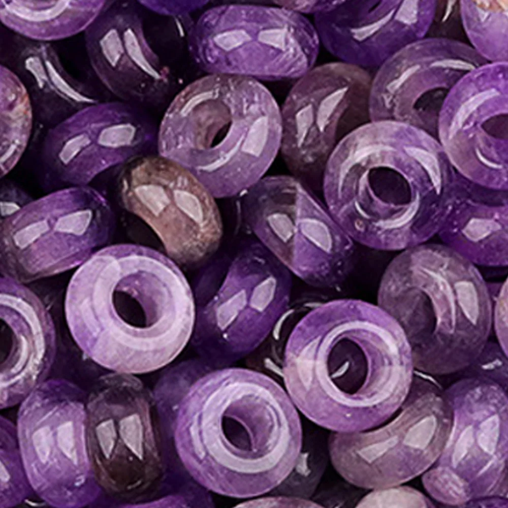 100pcs Natural Stone Big Hole Beads Abacus Shape Natural Amethyst Beads for Making Jewelry Necklace Bracelet Wholesale 5x10mm